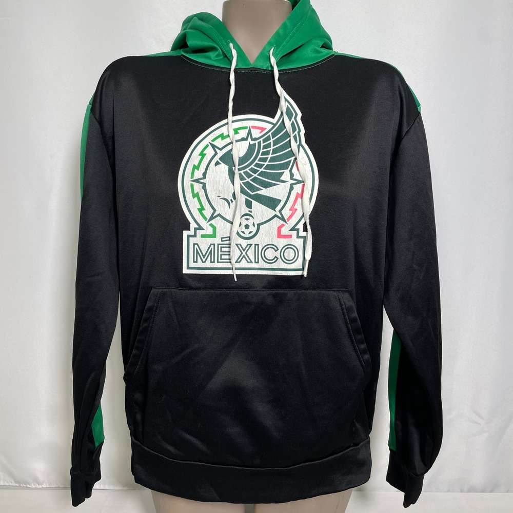 Mexico National Soccer Team Crest Black Green Hoodie Sweatshirt Women's XL